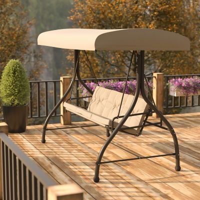 Image showing  3-Person Tellis Outdoor Steel Converting Patio Swing Canopy Hammock with Cushions, 800 lb. Capacity