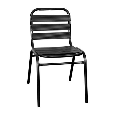 Flash Furniture Lila Aluminum Commercial Indoor-Outdoor Armless Restaurant Stack Chair with Triple Slat Back