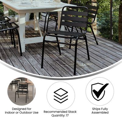Image showing  Lila Aluminum Commercial Indoor-Outdoor Armless Restaurant Stack Chair with Triple Slat Back