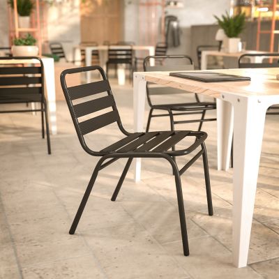 Image showing  Lila Aluminum Commercial Indoor-Outdoor Armless Restaurant Stack Chair with Triple Slat Back