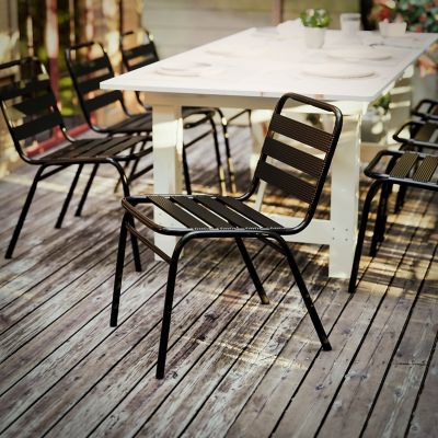 Image showing  Lila Aluminum Commercial Indoor-Outdoor Armless Restaurant Stack Chair with Triple Slat Back