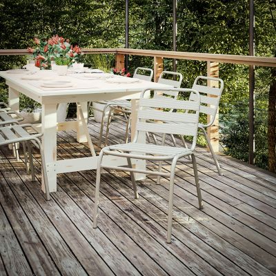 Image showing  Lila Aluminum Commercial Indoor-Outdoor Armless Restaurant Stack Chair with Triple Slat Back