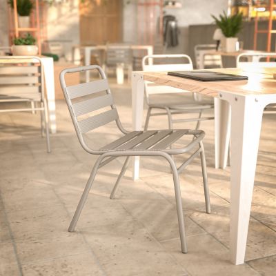 Image showing  Lila Aluminum Commercial Indoor-Outdoor Armless Restaurant Stack Chair with Triple Slat Back