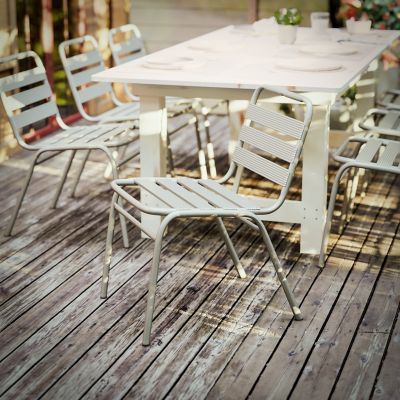 Image showing  Lila Aluminum Commercial Indoor-Outdoor Armless Restaurant Stack Chair with Triple Slat Back
