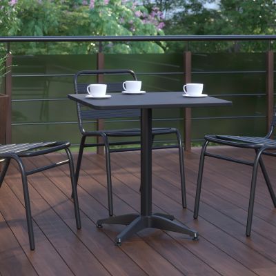 Image showing  Mellie 27.5 in. Square Aluminum Indoor-Outdoor Table with Base
