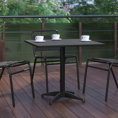 Image showing  Mellie 31.5 in. Square Aluminum Indoor-Outdoor Table with Base