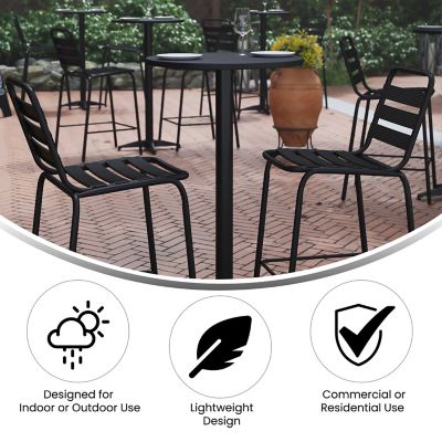 Image showing  23.25 in. Round Aluminum Indoor-Outdoor Bar Height Table with Flip-Up Table