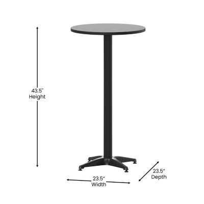 Image showing  23.25 in. Round Aluminum Indoor-Outdoor Bar Height Table with Flip-Up Table