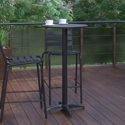 Image showing  23.25 in. Round Aluminum Indoor-Outdoor Bar Height Table with Flip-Up Table