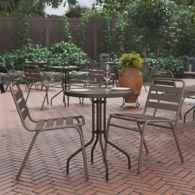 Flash Furniture Bellamy 23.75 in. Round Tempered Glass Metal Table