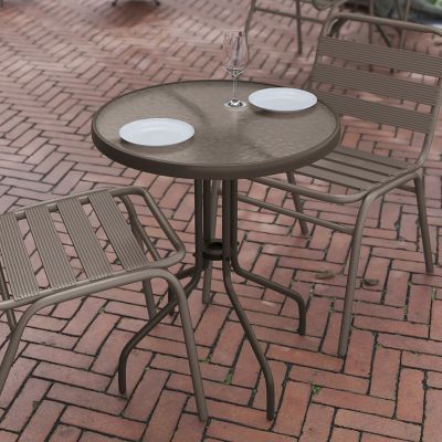 Image showing  Bellamy 23.75 in. Round Tempered Glass Metal Table
