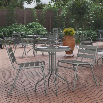 Flash Furniture Bellamy 23.75 in. Round Tempered Glass Metal Table