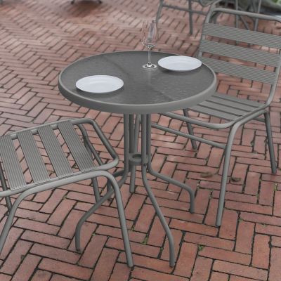 Image showing  Bellamy 23.75 in. Round Tempered Glass Metal Table