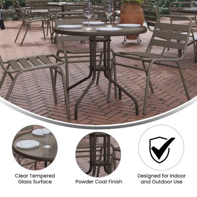 Image showing  Bellamy 31.5 in. Round Tempered Glass Metal Table