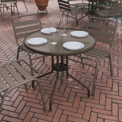 Image showing  Bellamy 31.5 in. Round Tempered Glass Metal Table