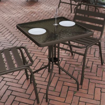 Image showing  Barker 23.5 in. Square Tempered Glass Metal Table