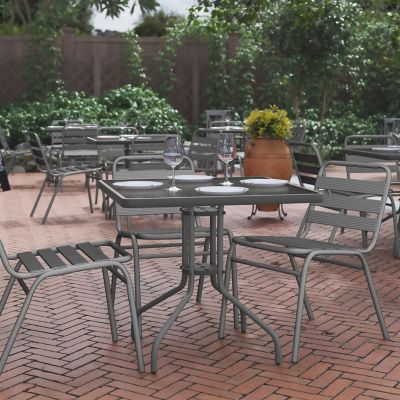 Flash Furniture Barker 31.5 in. Square Tempered Glass Metal Table