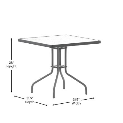 Image showing  Barker 31.5 in. Square Tempered Glass Metal Table