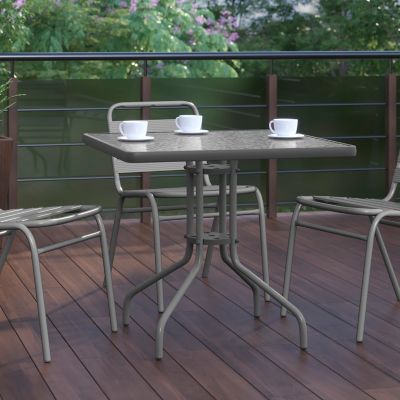 Image showing  Barker 31.5 in. Square Tempered Glass Metal Table