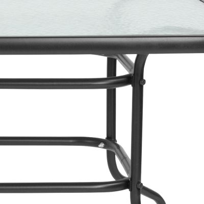 Image showing 5 th Flash Furniture Tory 31.5 in. x 55 in. Rectangular Tempered Glass Metal Table with Umbrella Hole