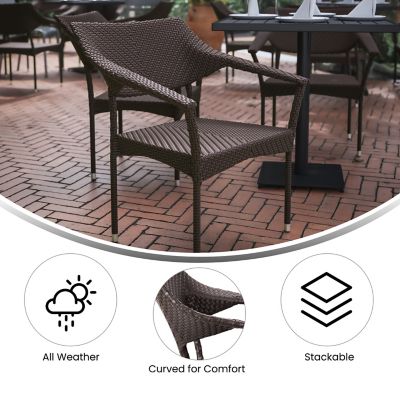 Image showing  Jace Commercial Grade Stacking Patio Chair, All Weather PE Rattan Wicker Patio Dining Chair