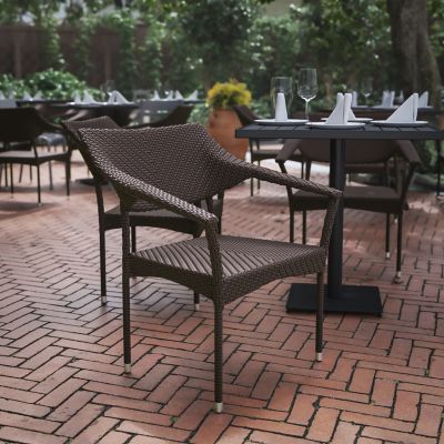 Image showing  Jace Commercial Grade Stacking Patio Chair, All Weather PE Rattan Wicker Patio Dining Chair