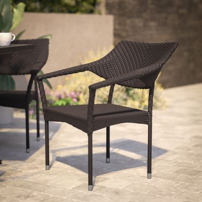 Image showing  Jace Commercial Grade Stacking Patio Chair, All Weather PE Rattan Wicker Patio Dining Chair