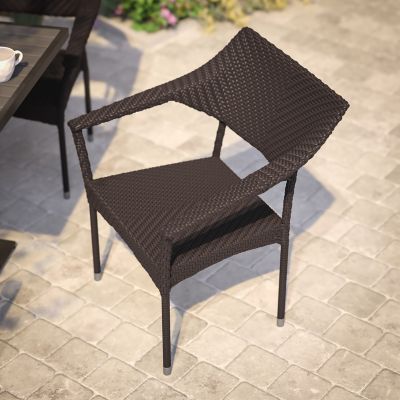 Image showing  Jace Commercial Grade Stacking Patio Chair, All Weather PE Rattan Wicker Patio Dining Chair