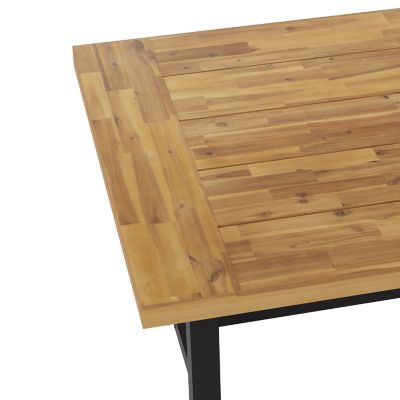 Image showing 6 th Flash Furniture All Weather Commercial Acacia Wood Top Patio Table with Metal Base