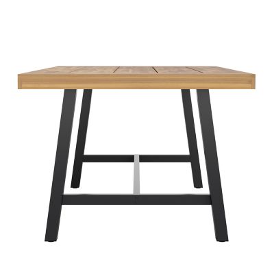 Image showing 7 th Flash Furniture All Weather Commercial Acacia Wood Top Patio Table with Metal Base