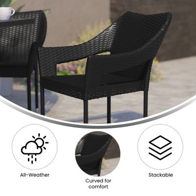 Image showing  Ethan Commercial Grade Stacking Patio Chair, All Weather PE Rattan Wicker Patio Dining Chair