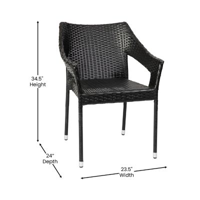 Image showing  Ethan Commercial Grade Stacking Patio Chair, All Weather PE Rattan Wicker Patio Dining Chair