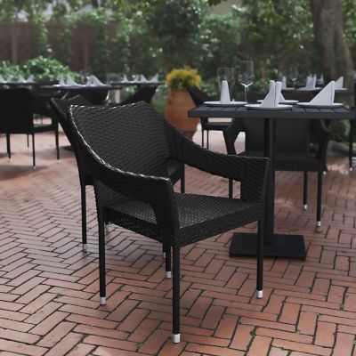 Image showing  Ethan Commercial Grade Stacking Patio Chair, All Weather PE Rattan Wicker Patio Dining Chair