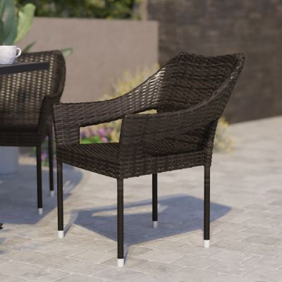 Flash Furniture Ethan Commercial Grade Stacking Patio Chair, All Weather PE Rattan Wicker Patio Dining Chair