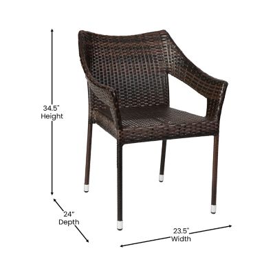 Image showing 3 th Flash Furniture Ethan Commercial Grade Stacking Patio Chair, All Weather PE Rattan Wicker Patio Dining Chair