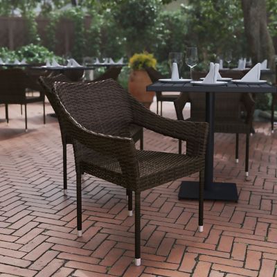 Image showing 4 th Flash Furniture Ethan Commercial Grade Stacking Patio Chair, All Weather PE Rattan Wicker Patio Dining Chair