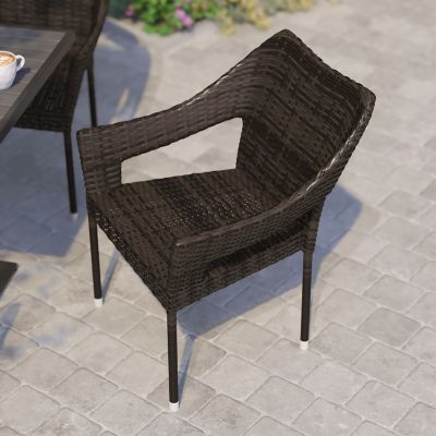 Image showing 5 th Flash Furniture Ethan Commercial Grade Stacking Patio Chair, All Weather PE Rattan Wicker Patio Dining Chair