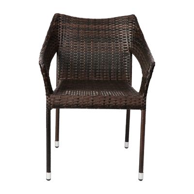 Image showing 9 th Flash Furniture Ethan Commercial Grade Stacking Patio Chair, All Weather PE Rattan Wicker Patio Dining Chair