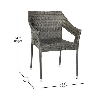 Image showing  Ethan Commercial Grade Stacking Patio Chair, All Weather PE Rattan Wicker Patio Dining Chair