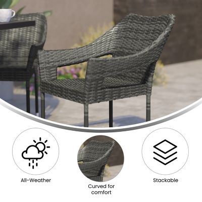 Image showing  Ethan Commercial Grade Stacking Patio Chair, All Weather PE Rattan Wicker Patio Dining Chair