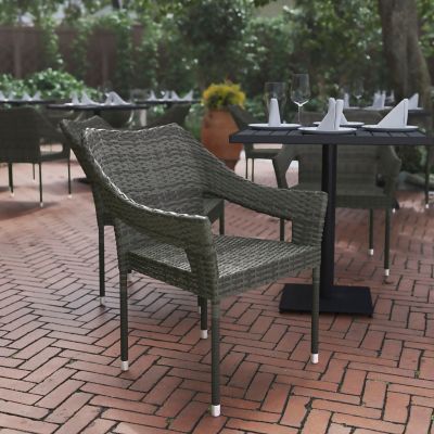 Image showing  Ethan Commercial Grade Stacking Patio Chair, All Weather PE Rattan Wicker Patio Dining Chair