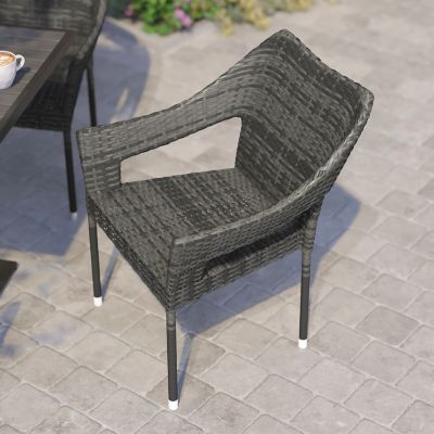 Image showing 5 th Flash Furniture Ethan Commercial Grade Stacking Patio Chair, All Weather PE Rattan Wicker Patio Dining Chair