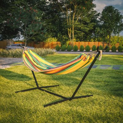 Flash Furniture 2 Person Cotton Hammock with All-Weather Heavy Duty Stand, Tropical