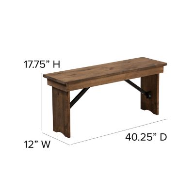 Image showing 6 th Flash Furniture HERCULES Series 40 in. x 12 in. Solid Pine Folding Farm Bench