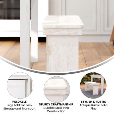 Image showing  HERCULES Series 40 in. x 12 in. Solid Pine Folding Farm Bench