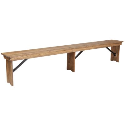 Flash Furniture HERCULES Series 8 ft. x 12 in. Solid Pine Folding Farm Bench with 3 Legs