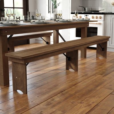 Image showing  HERCULES Series 8 ft. x 12 in. Solid Pine Folding Farm Bench with 3 Legs