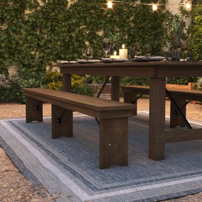 Image showing  HERCULES Series 8 ft. x 12 in. Solid Pine Folding Farm Bench with 3 Legs