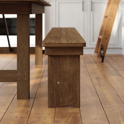Image showing 5 th Flash Furniture HERCULES Series 8 ft. x 12 in. Solid Pine Folding Farm Bench with 3 Legs