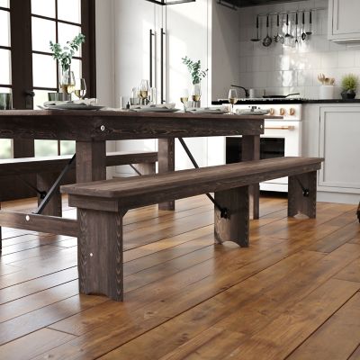 Image showing  HERCULES Series 8 ft. x 12 in. Solid Pine Folding Farm Bench with 3 Legs